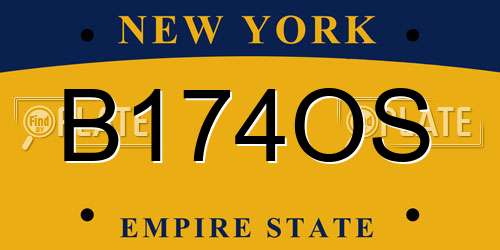 B174OS New York License Plate