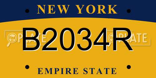 B2034R New York License Plate