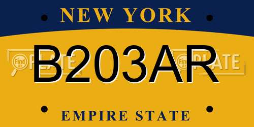 B203AR New York License Plate