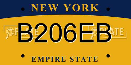 B206EB New York License Plate