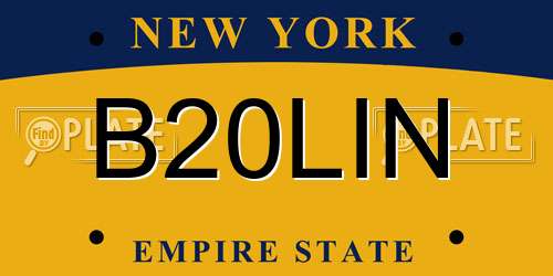 B20LIN New York License Plate