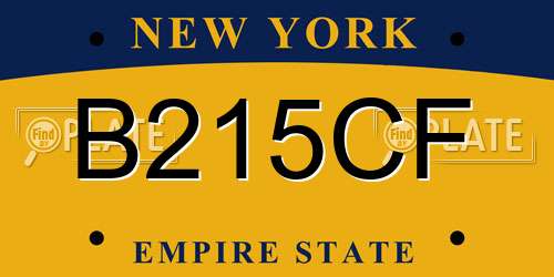 B215CF New York License Plate