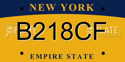 B218CF New York License Plate