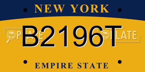 B2196T New York License Plate