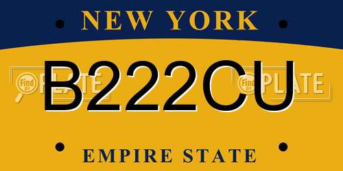 B222CU New York License Plate