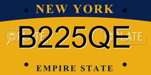 B225QE New York License Plate