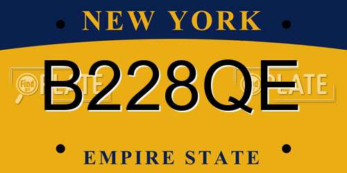 B228QE New York License Plate