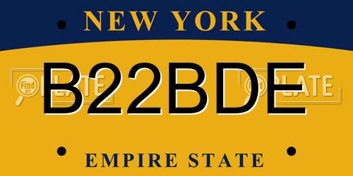 B22BDE New York License Plate