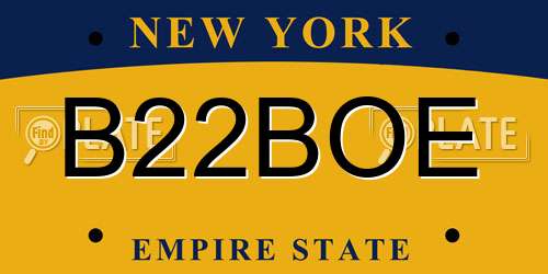 B22BOE New York License Plate
