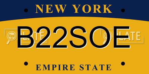 B22SOE New York License Plate