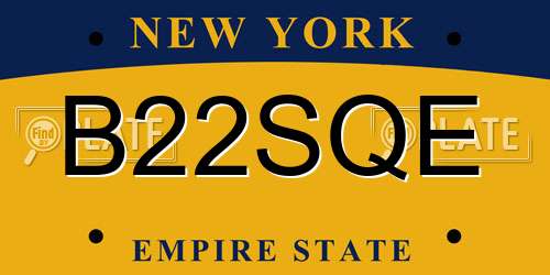 B22SQE New York License Plate