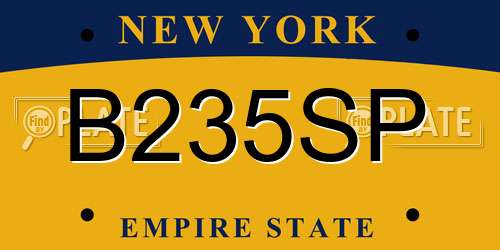B235SP New York License Plate