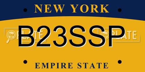 B23SSP New York License Plate