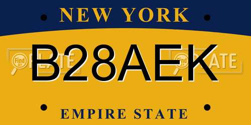 B28AEK New York License Plate