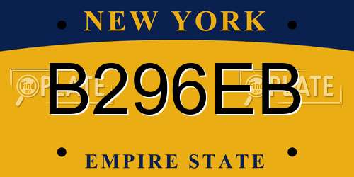 B296EB New York License Plate