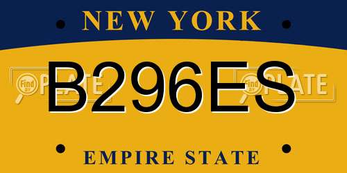 B296ES New York License Plate