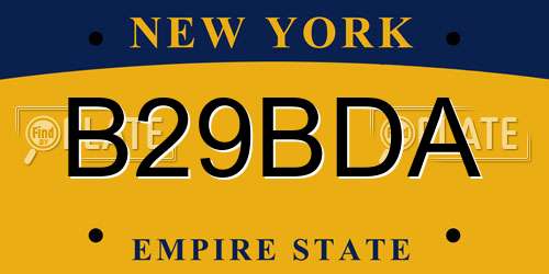 B29BDA New York License Plate