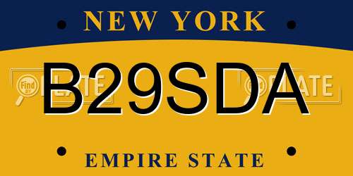 B29SDA New York License Plate