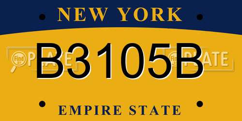 B3105B New York License Plate