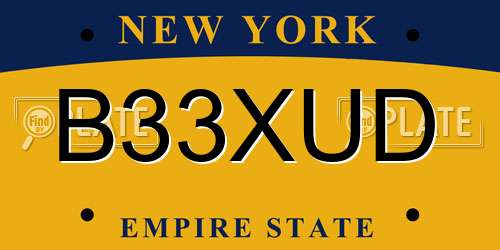 B33XUD New York License Plate