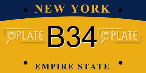B34 New York License Plate