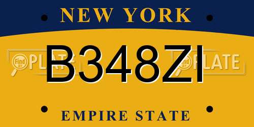 B348ZI New York License Plate