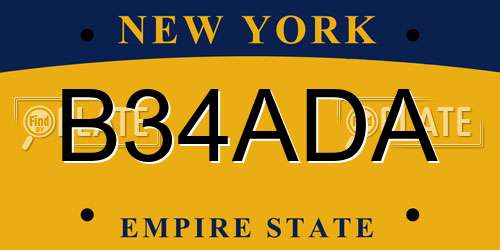 B34ADA New York License Plate