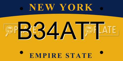 B34ATT New York License Plate
