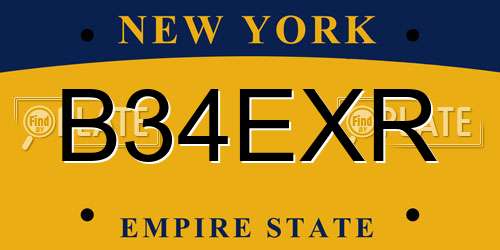 B34EXR New York License Plate