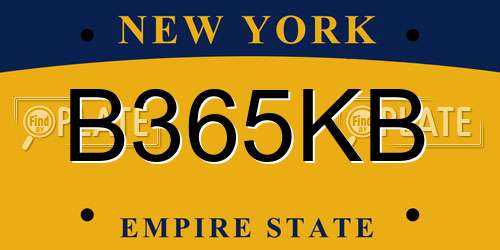B365KB New York License Plate