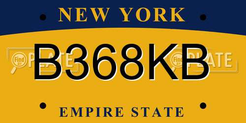 B368KB New York License Plate