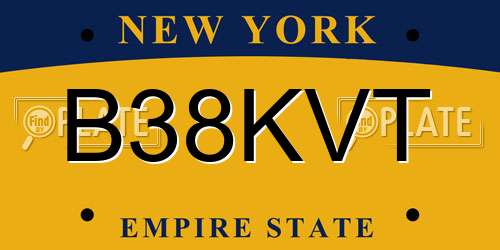 B38KVT New York License Plate