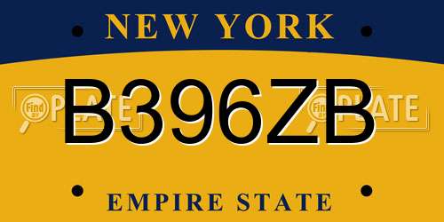 B396ZB New York License Plate