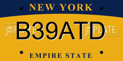 B39ATD New York License Plate