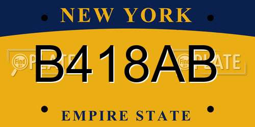 B418AB New York License Plate
