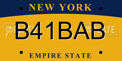 B41BAB New York License Plate