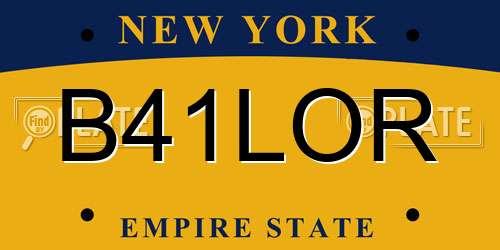 B41LOR New York License Plate