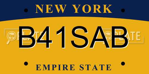 B41SAB New York License Plate