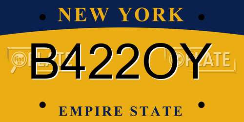 B422OY New York License Plate