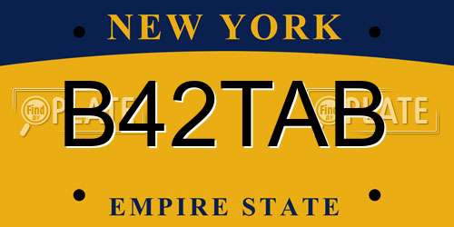 B42TAB New York License Plate