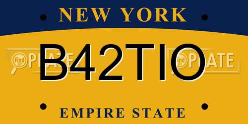 B42TIO New York License Plate