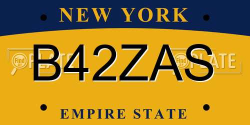 B42ZAS New York License Plate