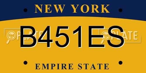 B451ES New York License Plate