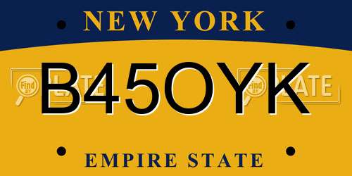 B45OYK New York License Plate