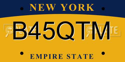 B45QTM New York License Plate