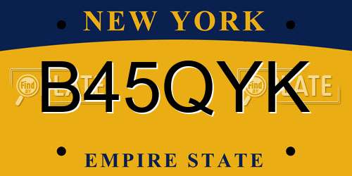 B45QYK New York License Plate