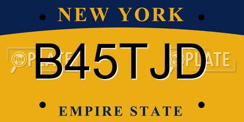 B45TJD New York License Plate