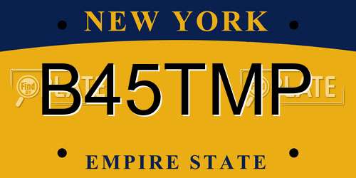B45TMP New York License Plate