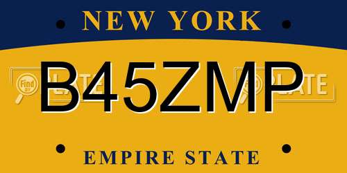 B45ZMP New York License Plate