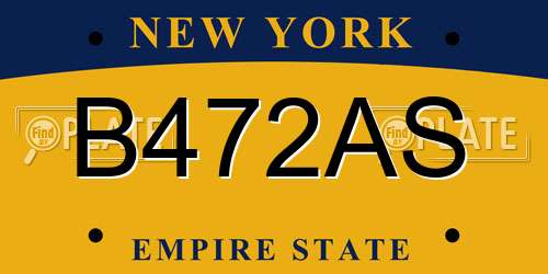 B472AS New York License Plate